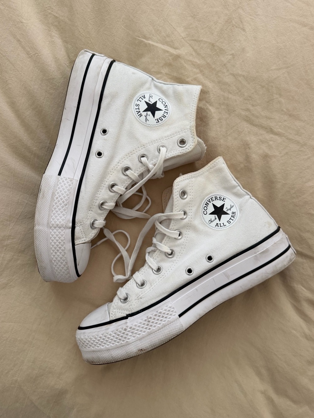 Converse White High Top Platform Sneakers